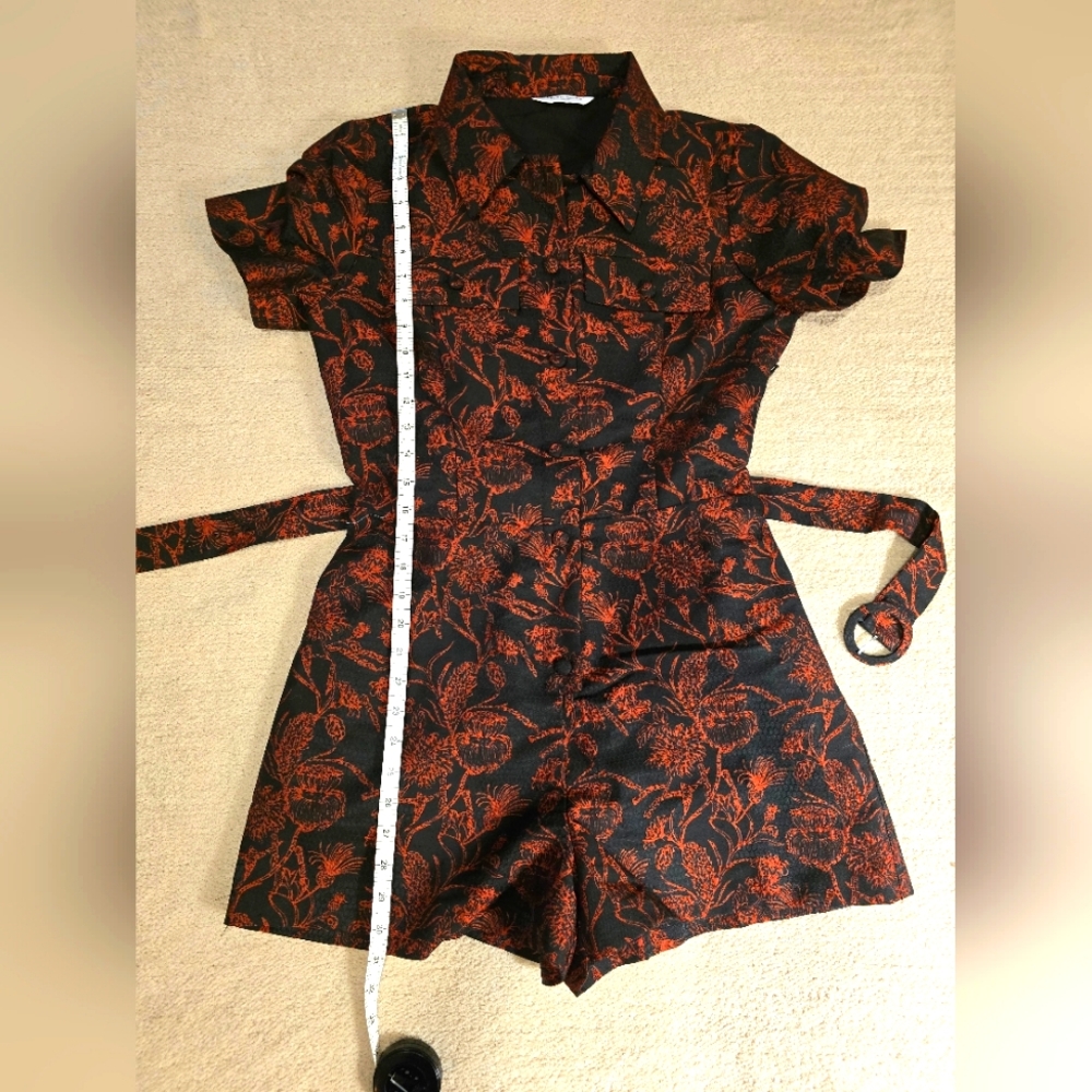 Amanda Uprichard - Revolve - NEW Black & Red Jacquard Romper Sz Large -Ret$260! - Picture 13 of 16
